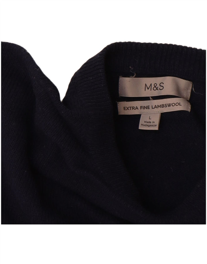 Marks & Spencer Mens Boat Neck Jumper Sweater Large Navy Blue Wool