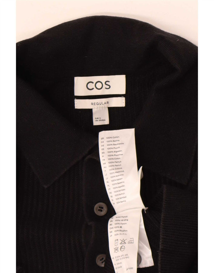 Cos Mens Regular Polo Shirt Small Black Cotton