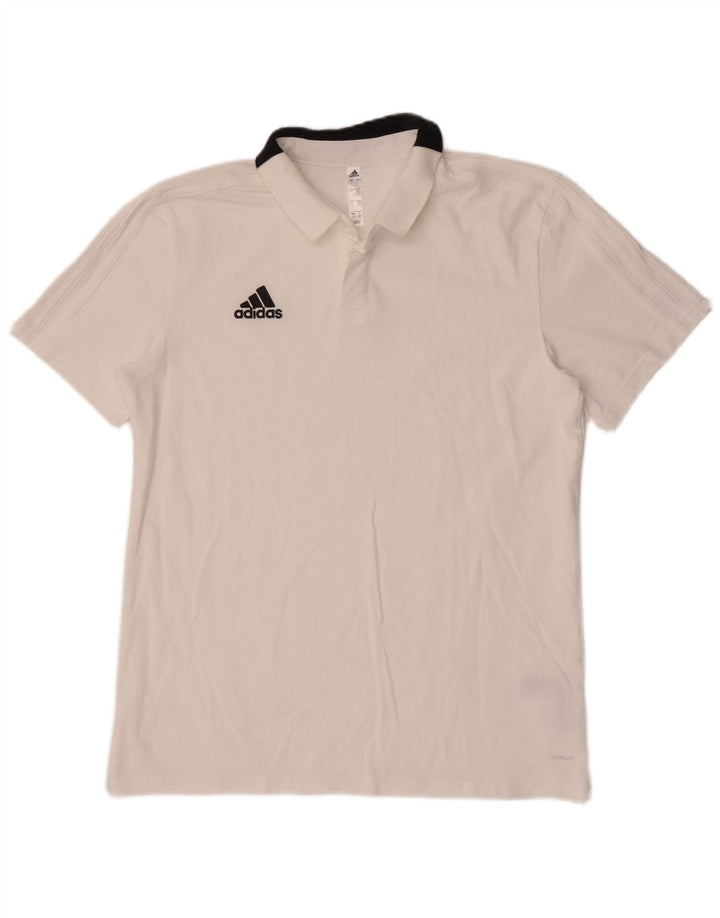 Adidas Mens Polo Shirt Large White Cotton
