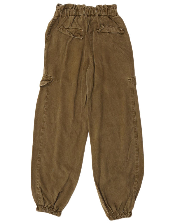 Zara Girls High Waist Joggers Cargo Trousers 11-12 Years W24 L25 Khaki