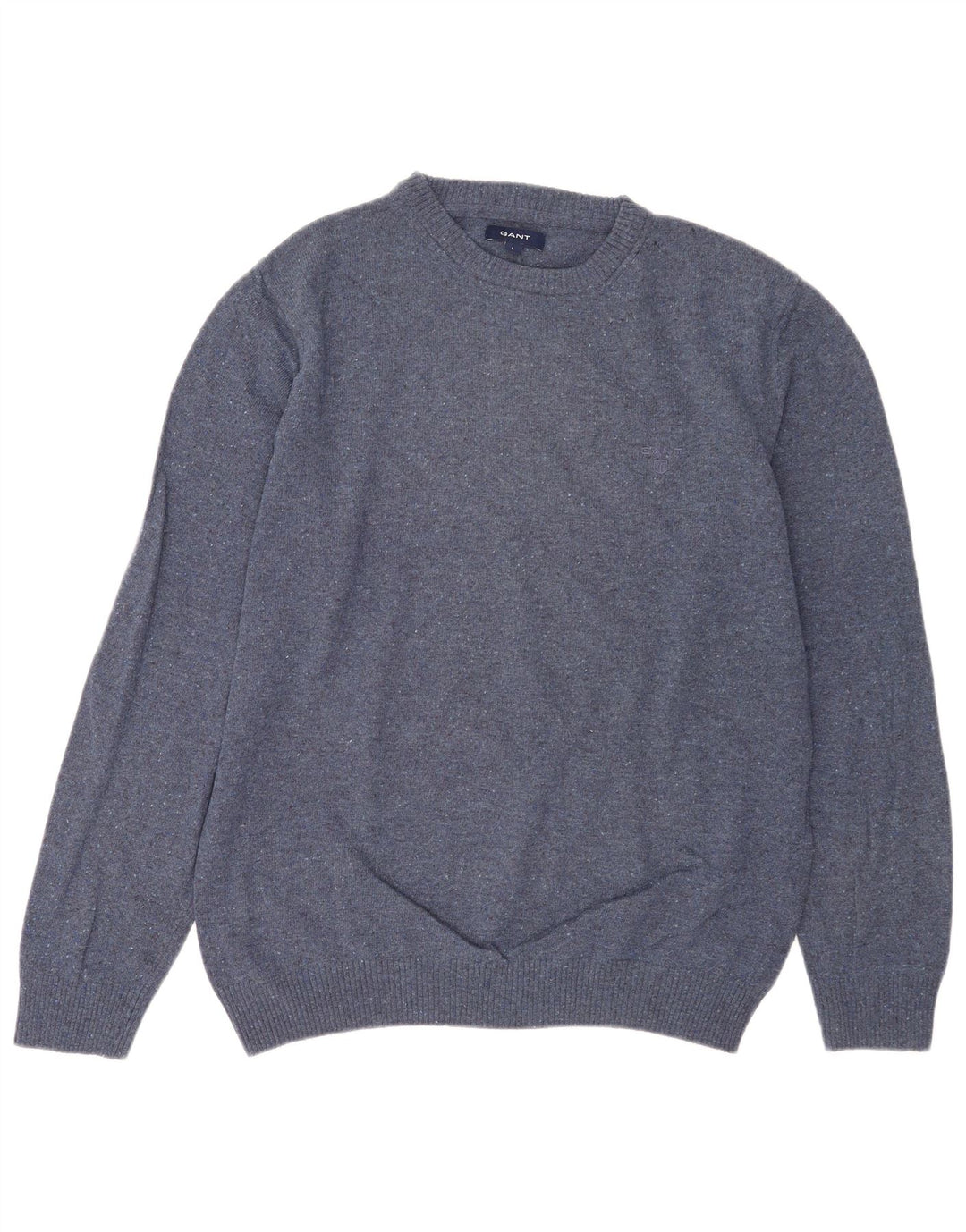 Gant Mens Crew Neck Jumper Sweater Large Blue Flecked Wool