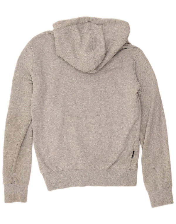Superdry Womens Hoodie Jumper UK 10 Small Grey Striped Cotton