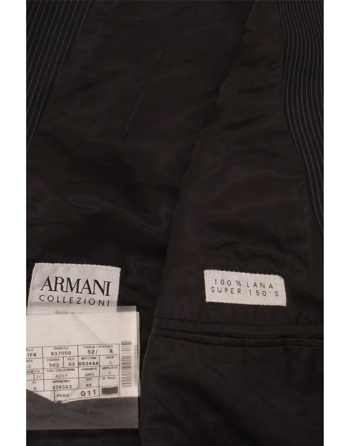 Armani Collezioni Mens 2 Button Blazer Jacket IT 52 Large Grey Striped Wool
