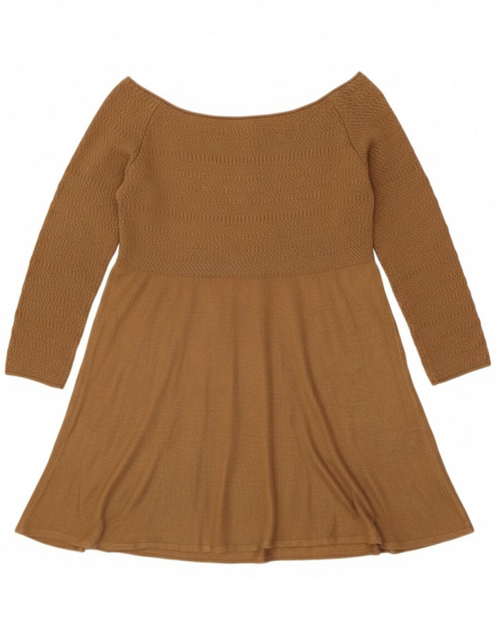 Zara Womens Off Shoulder Top UK 12 Medium Brown