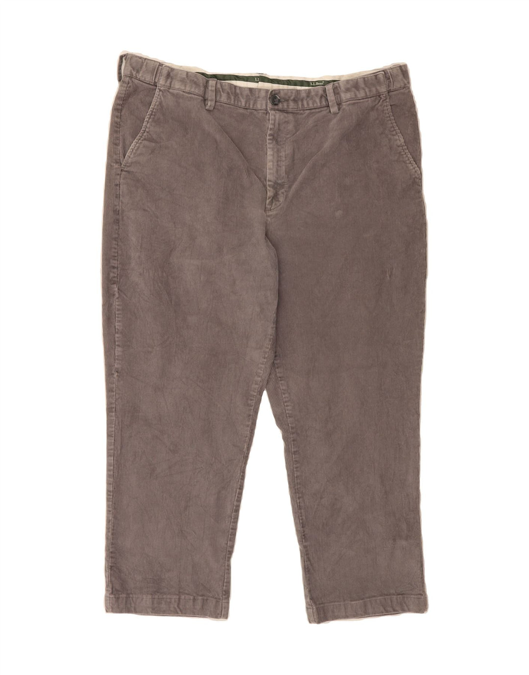 L.L.BEAN Mens Straight Cropped Trousers W42 L26 Grey Cotton Vintage L.L.Bean and Second-Hand L.L.Bean from Messina Hembry 
