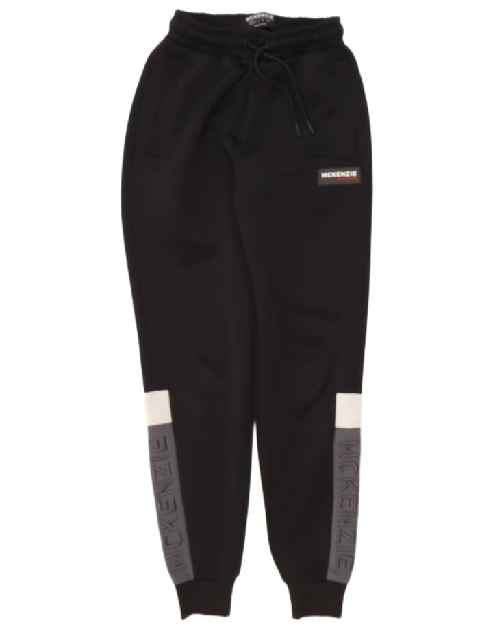 MCKENZIE Mens Graphic Tracksuit Trousers Joggers Small Black Colourblock