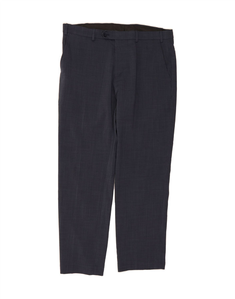 MICHAEL KORS Mens Straight Suit Trousers W36 L30 Navy Blue Check Polyester Vintage Michael Kors and Second-Hand Michael Kors from Messina Hembry 