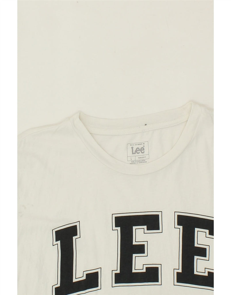 LEE Mens Regular Fit Graphic T-Shirt Top Large White Cotton Vintage Lee and Second-Hand Lee from Messina Hembry 