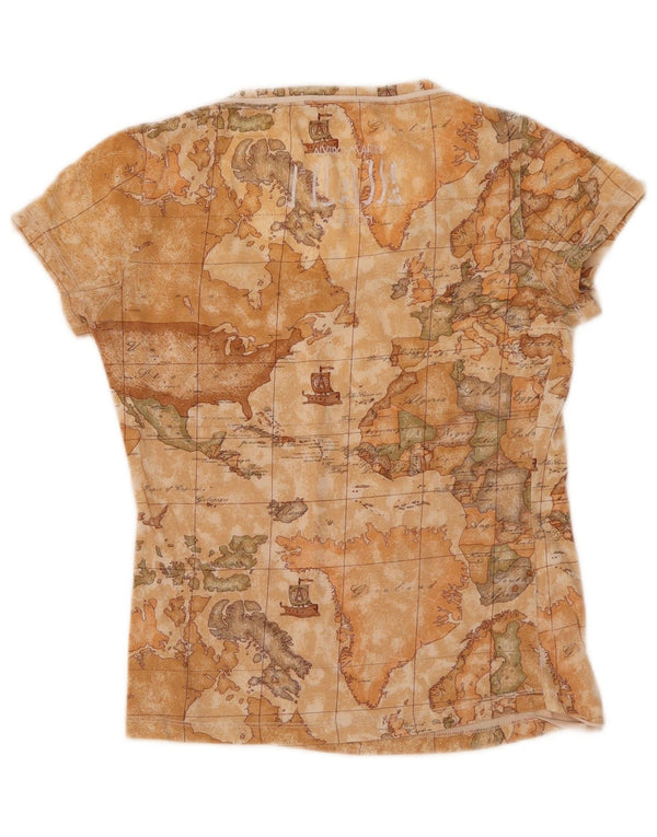 ALVIERO MARTINI Womens 1' CLASSE Graphic T-Shirt Top UK 12 Medium Beige
