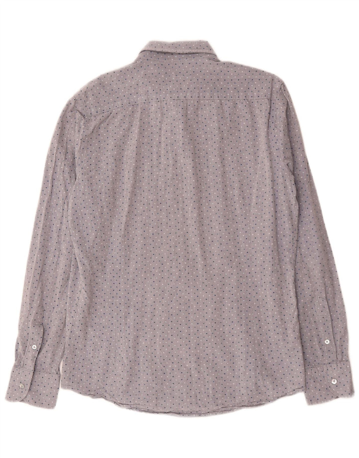 Massimo Dutti Mens Shirt Medium Grey Spotted Cotton