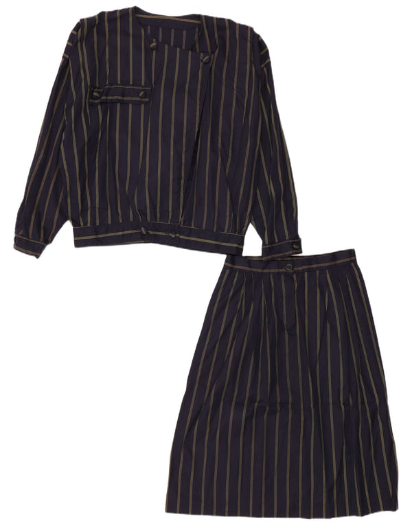 Vintage Womens 2 Piece Skirt Set UK 14 Medium W26  Navy Blue Striped