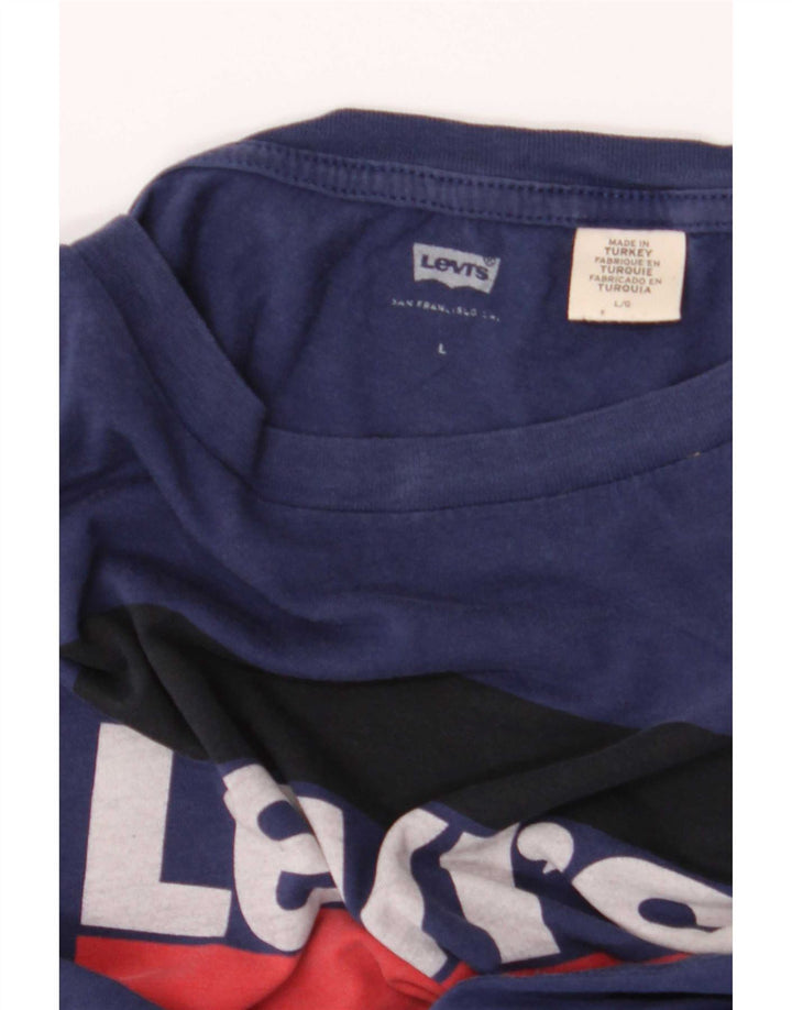 Levi's Womens Graphic T-Shirt Top UK 16 Large Navy Blue
