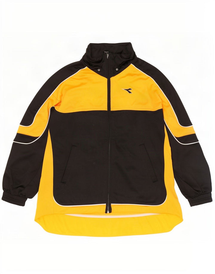 Diadora Mens Tracksuit Top Jacket UK 38 Medium Black Colourblock Polyester
