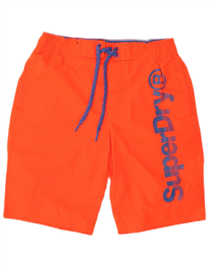 SUPERDRY Mens Graphic Swimming Shorts Small  Orange Polyester