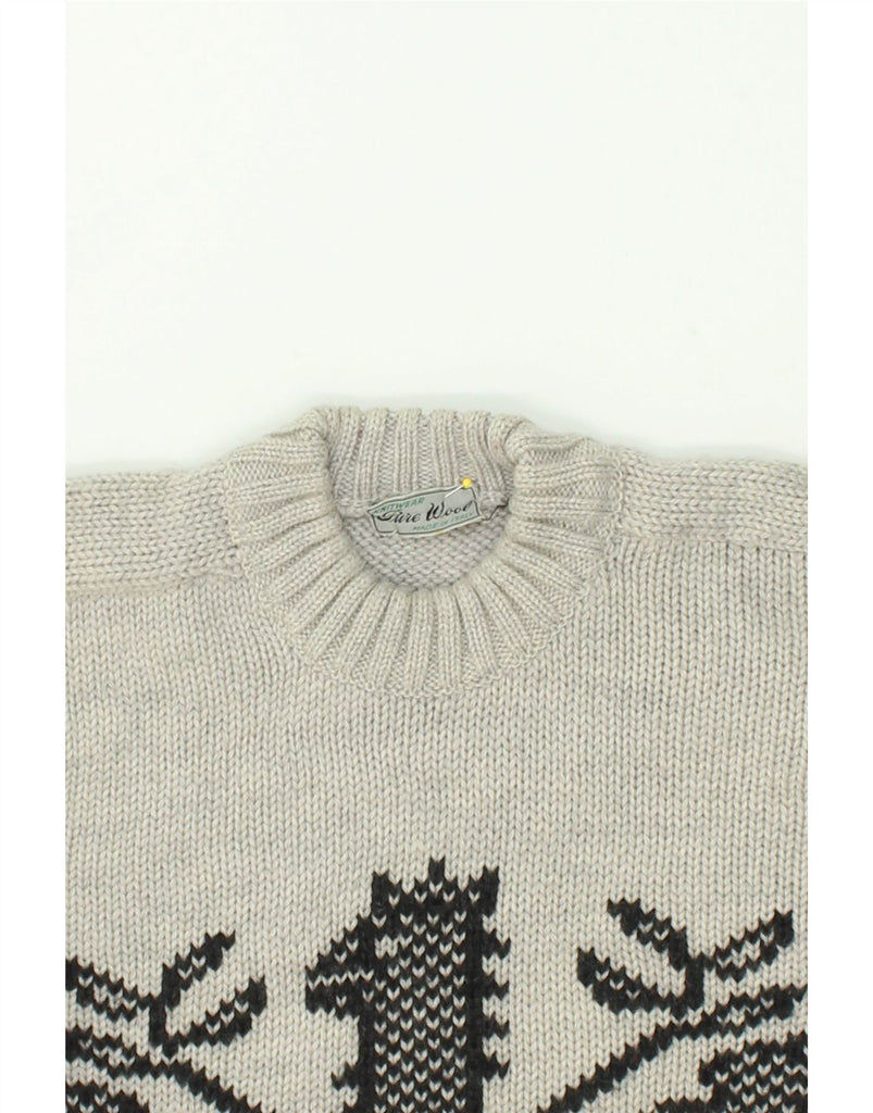 VINTAGE Mens Graphic Crew Neck Jumper Sweater Medium Grey | Vintage Vintage | Thrift | Second-Hand Vintage | Used Clothing | Messina Hembry 