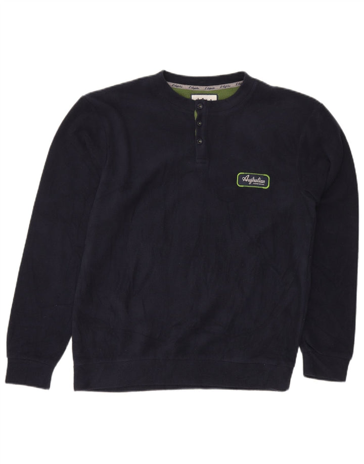 AUSTRALIAN L'ALPINA Mens Fleece Jumper Medium Navy Blue Polyester