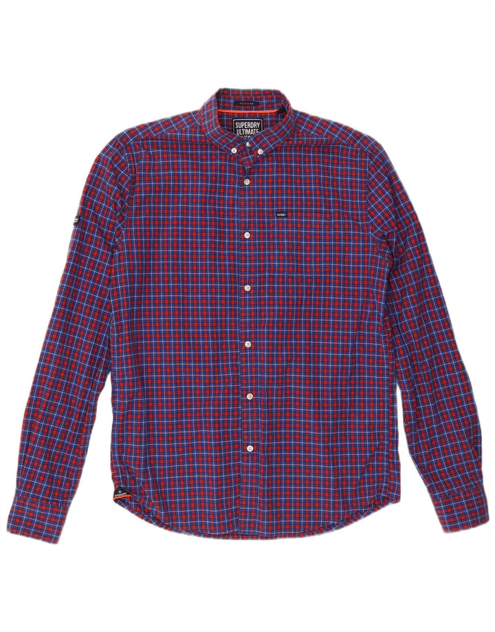 SUPERDRY Mens Shirt Medium Blue Check Cotton