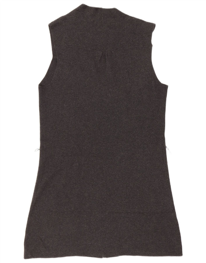 Marks & Spencer Womens Sleeveless Cardigan Sweater UK 12 Medium Grey