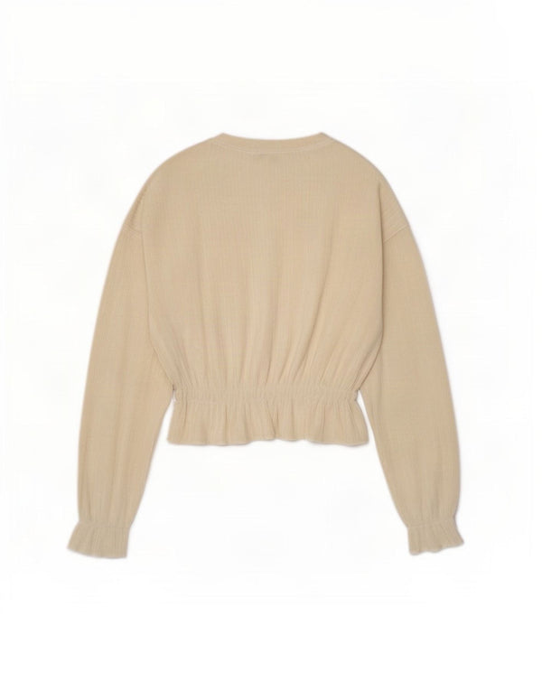 Zara Womens Oversized Long Sleeve Corduroy Blouse Top UK 10 Small Off White