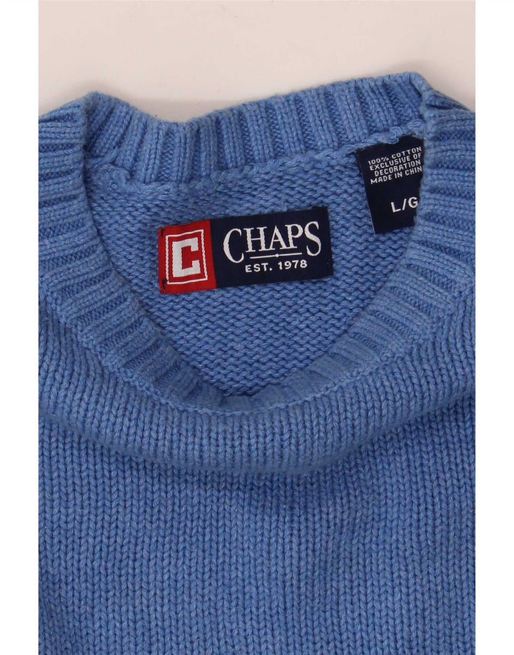 Chaps Womens Boat Neck Jumper Sweater UK 16 Large Blue Cotton