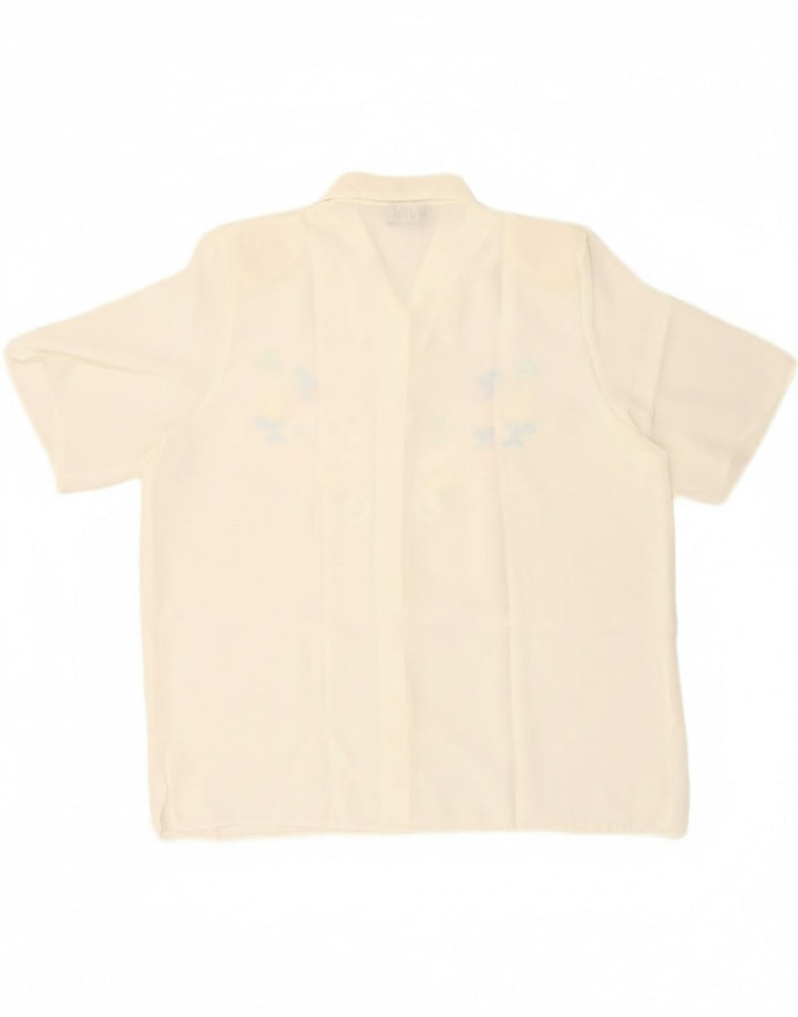 DA VINCI Womens Short Sleeve Shirt Blouse UK 18 XL Off White Polyester Vintage Da Vinci and Second-Hand Da Vinci from Messina Hembry 