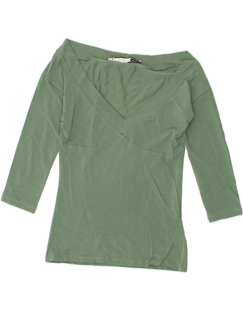SPORTMAX Womens Top 3/4 Sleeve UK 10 Small Green Cotton | Vintage Sportmax | Thrift | Second-Hand Sportmax | Used Clothing | Messina Hembry 