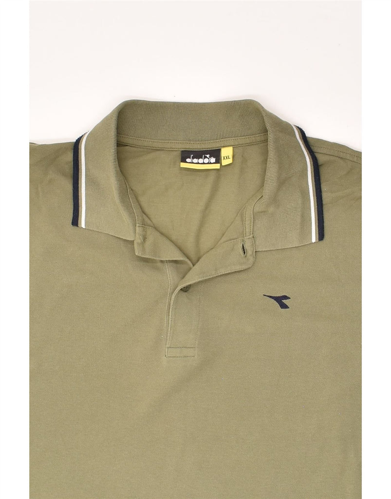 DIADORA Mens Polo Shirt 2XL Khaki Cotton | Vintage Diadora | Thrift | Second-Hand Diadora | Used Clothing | Messina Hembry 