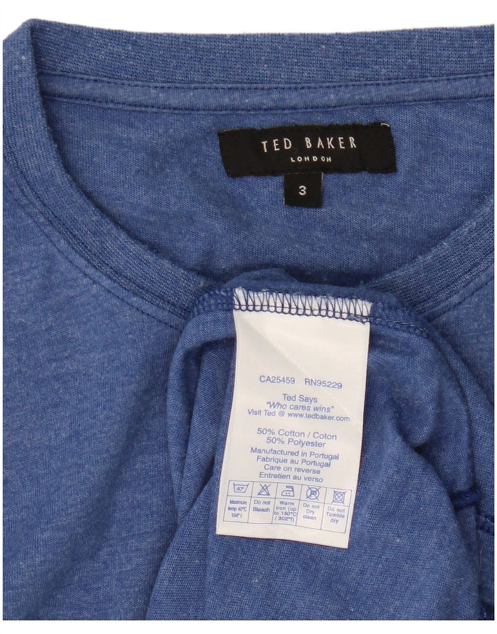 Ted Baker Mens T-Shirt Top Size 3 Medium Blue Cotton