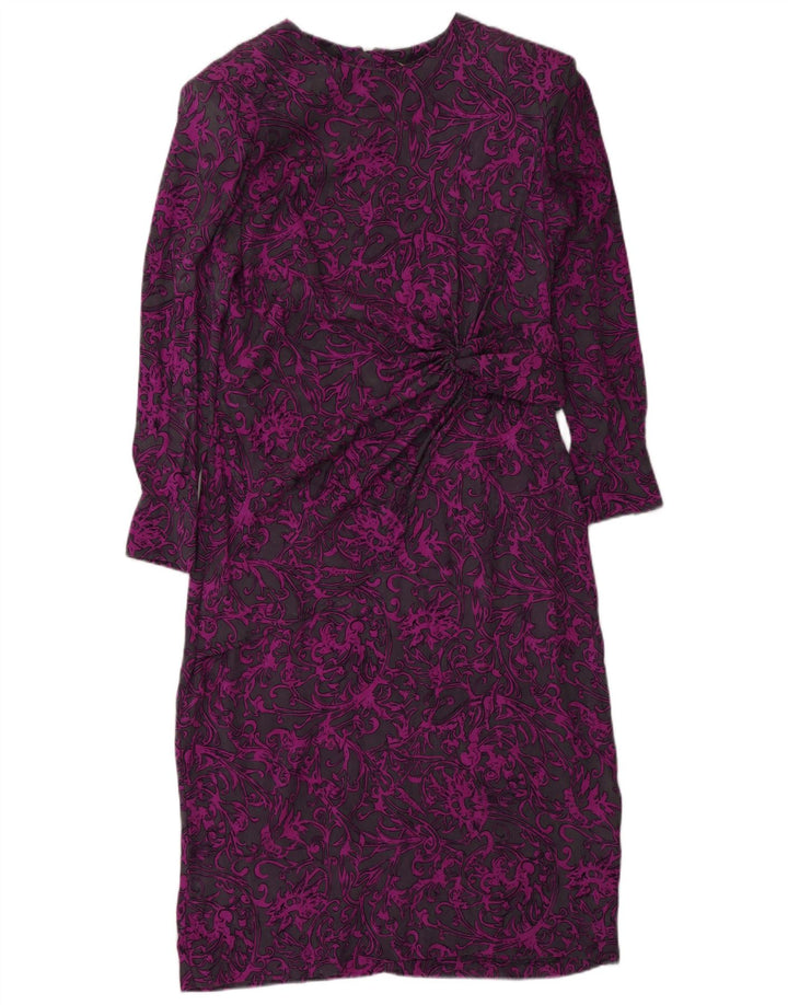 DONNA ENRICA Womens Long Sleeve Shift Dress UK 16 Large Purple Paisley