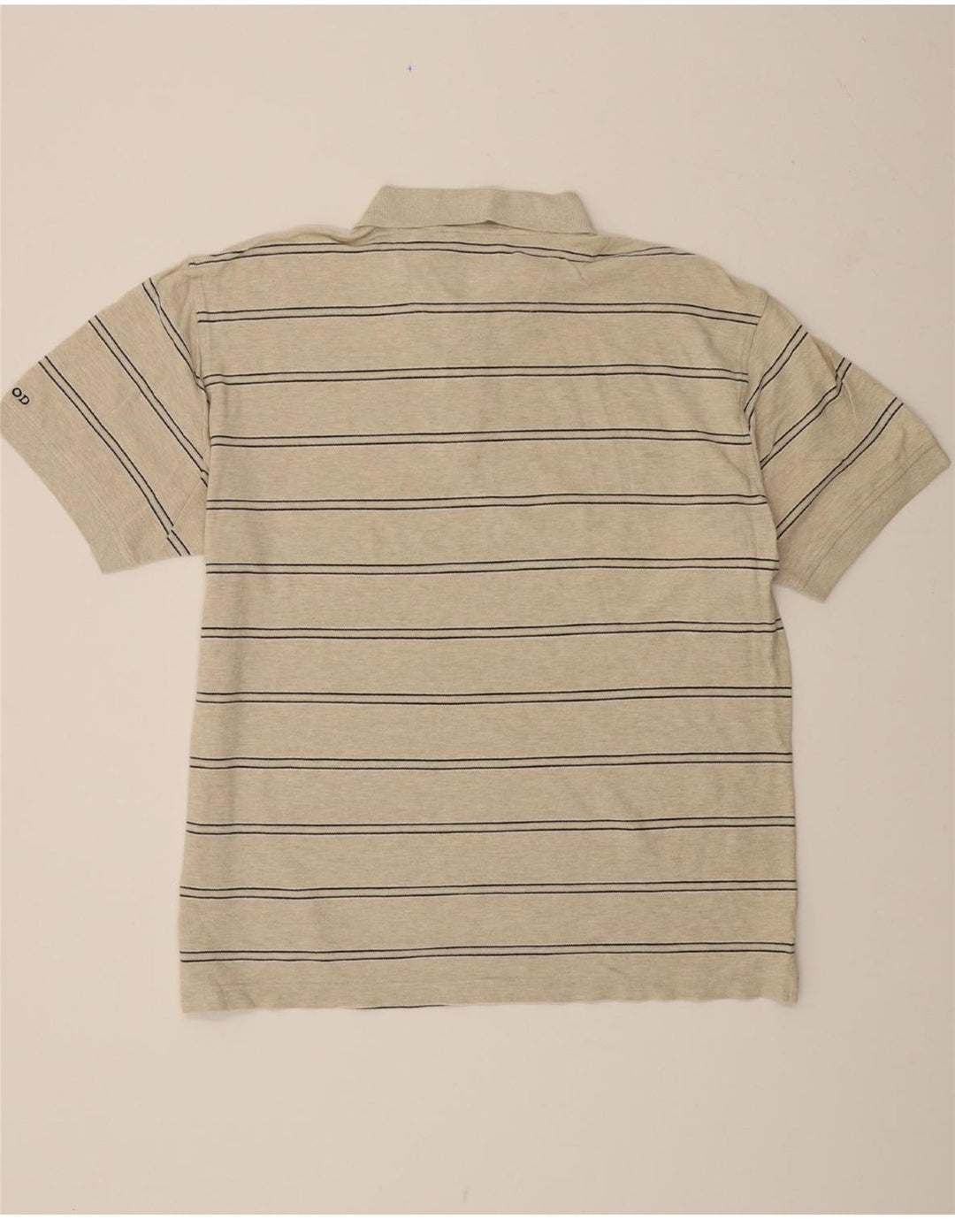 IZOD Mens Polo Shirt 2XL Beige Striped Cotton Vintage Izod and Second-Hand Izod from Messina Hembry 