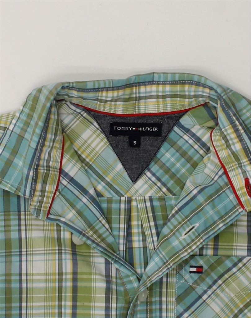 TOMMY HILFIGER Boys Shirt 4-5 Years Green Check Cotton | Vintage Tommy Hilfiger | Thrift | Second-Hand Tommy Hilfiger | Used Clothing | Messina Hembry 