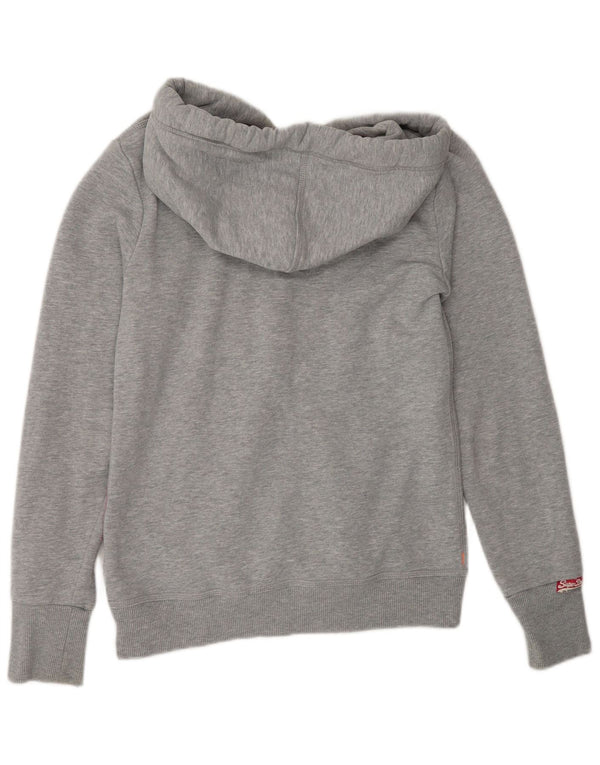 Superdry Womens Graphic Hoodie Jumper UK 14 Medium Grey Cotton