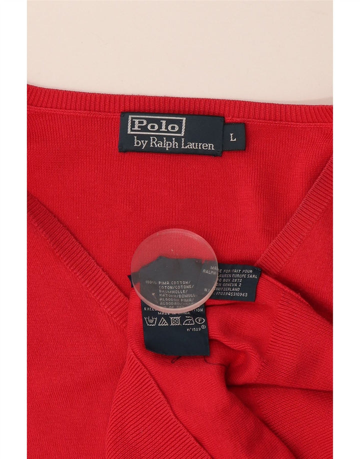 Polo Ralph Lauren Mens V-Neck Jumper Sweater Large Pink