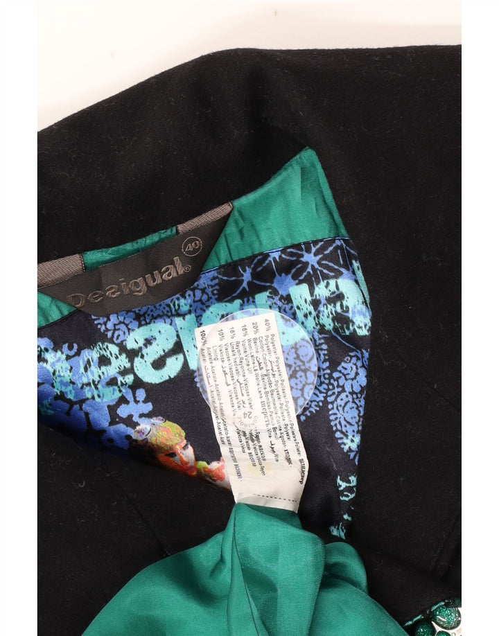 Desigual Womens Double Breasted Coat EU 40 Medium Multicoloured