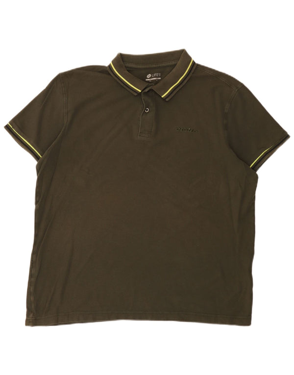 Lotto Mens Life's Polo Shirt 2XL Khaki Cotton
