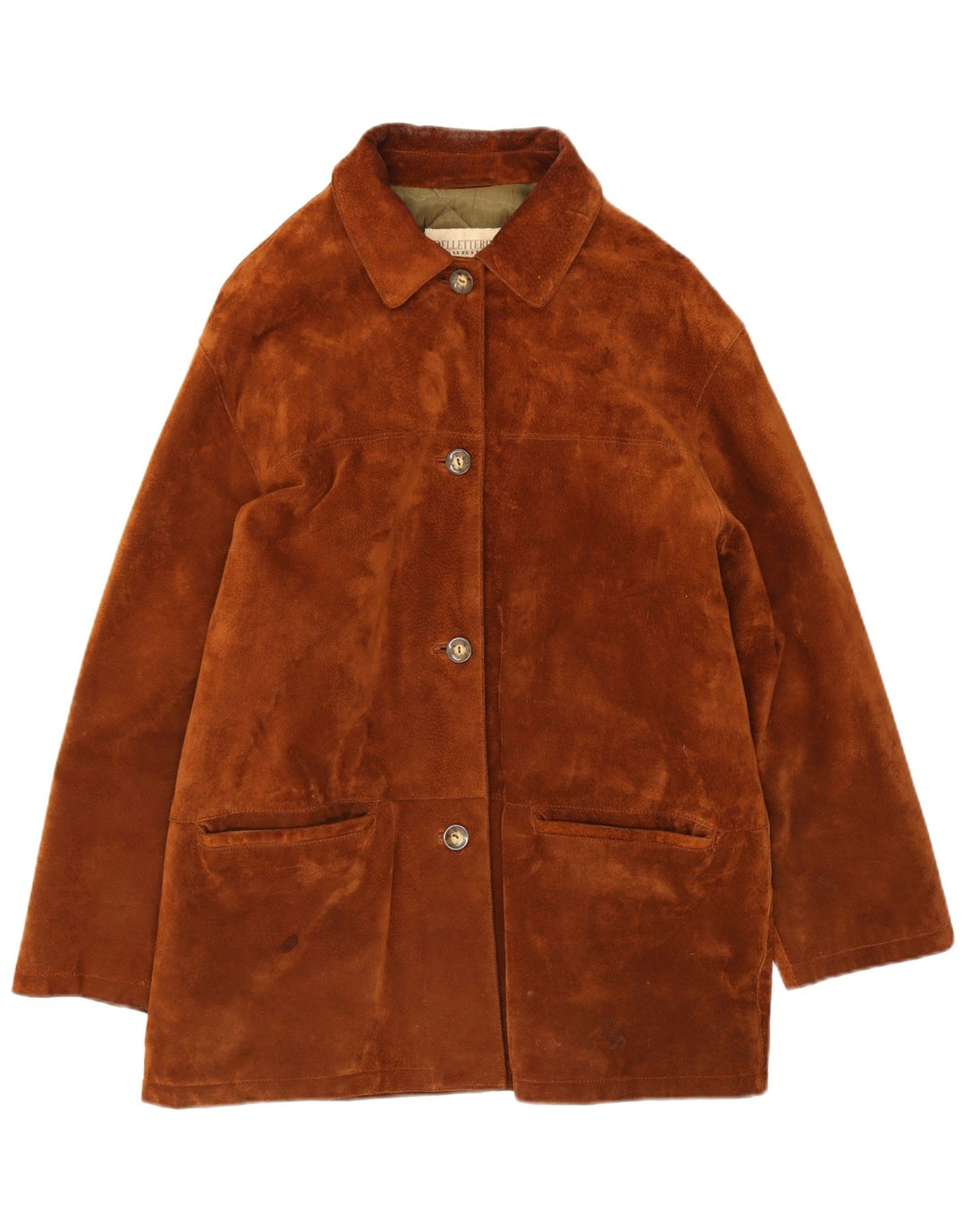 Pelletteria Womens Suede Jacket IT 48 XL Brown Leather