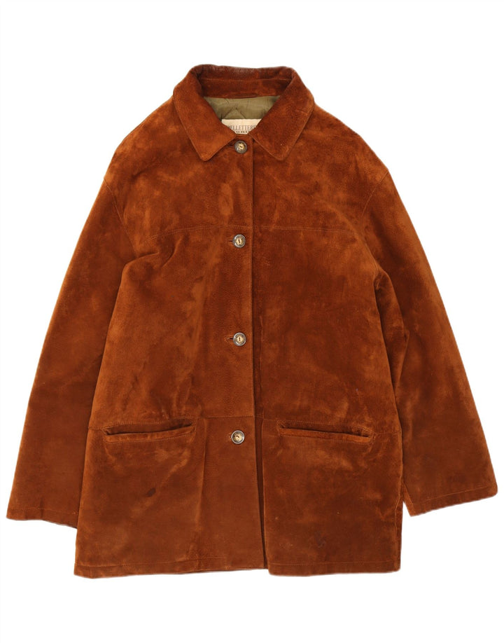 Pelletteria Womens Suede Jacket IT 48 XL Brown Leather