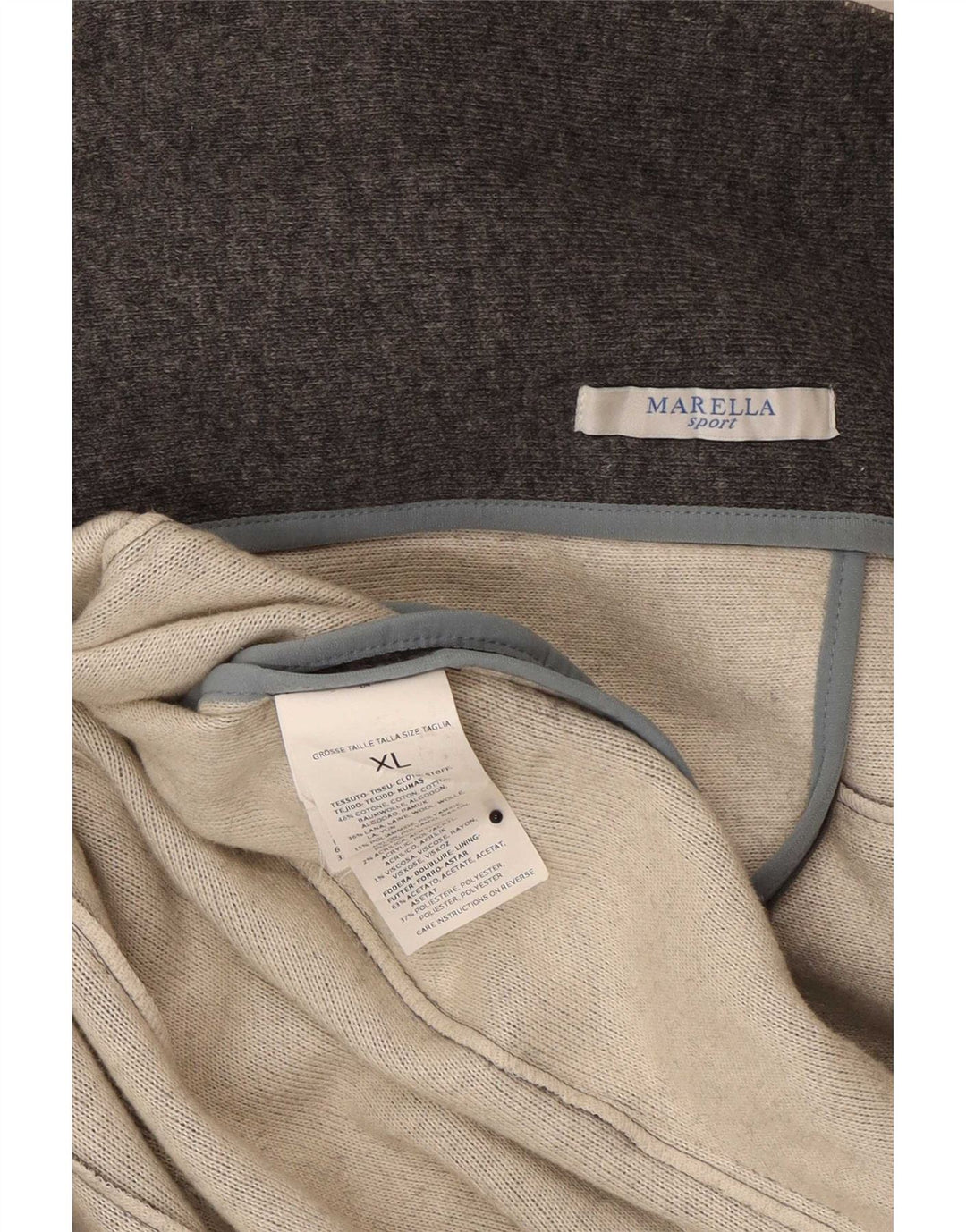 Marella Womens Double Breasted Knit Blazer Jacket UK 18 XL Grey Wool