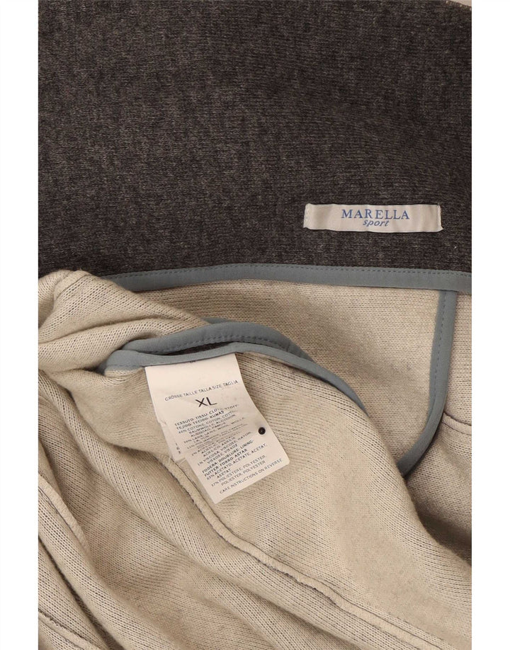 Marella Womens Double Breasted Knit Blazer Jacket UK 18 XL Grey Wool