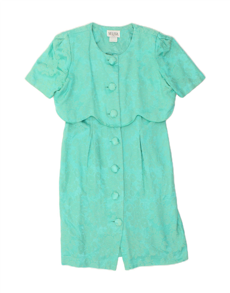 VINTAGE Womens Petite Short Sleeves Shirt Dress UK 14 Large Turquoise | Vintage Vintage | Thrift | Second-Hand Vintage | Used Clothing | Messina Hembry 