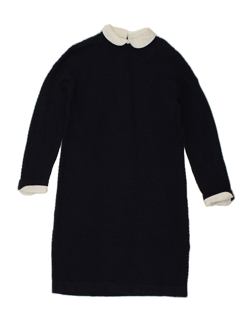 HOBBS Womens Long Sleeve Shift Dress US 10 Large Navy Blue Polyamide | Vintage Hobbs | Thrift | Second-Hand Hobbs | Used Clothing | Messina Hembry 