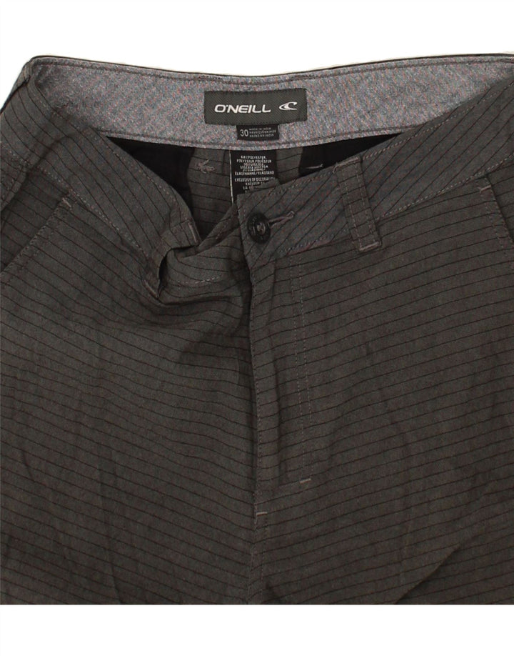 O'NEILL Mens Chino Shorts W30 Medium  Grey Striped Polyester Vintage O'Neill and Second-Hand O'Neill from Messina Hembry 