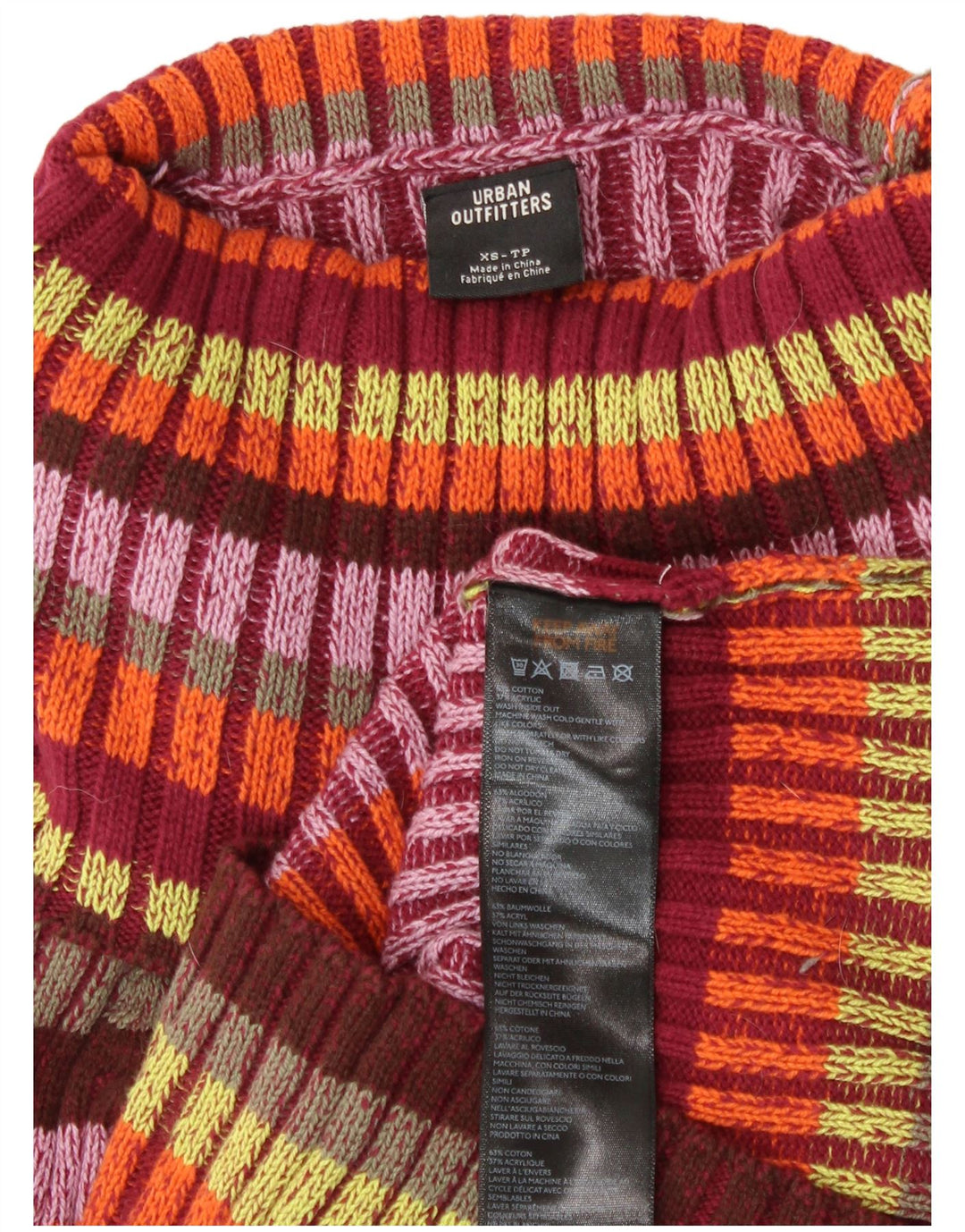 URBAN OUTFITTERS Womens Roll Neck Jumper Sweater UK 6 XS Multicoloured