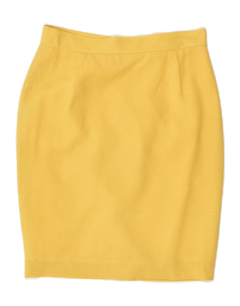 VINTAGE Womens Pencil Skirt UK 12 Medium W29 Yellow Wool | Vintage Vintage | Thrift | Second-Hand Vintage | Used Clothing | Messina Hembry 