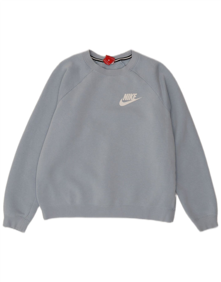 NIKE Womens Loose Fit Sweatshirt Jumper UK 14 Medium Blue Cotton