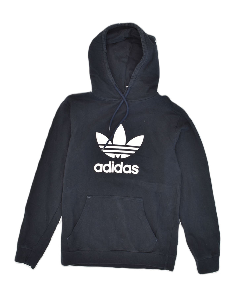 ADIDAS Mens Graphic Hoodie Jumper Small Navy Blue Cotton | Vintage Adidas | Thrift | Second-Hand Adidas | Used Clothing | Messina Hembry 