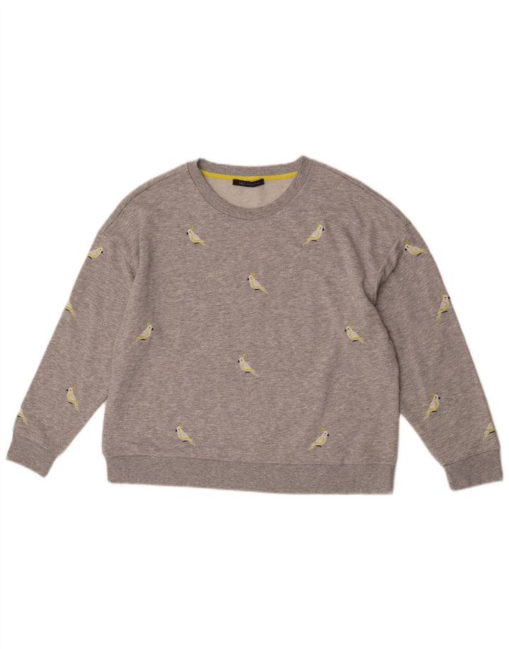 Marks & Spencer Womens Graphic Sweatshirt Jumper UK 18 XL Grey Flecked