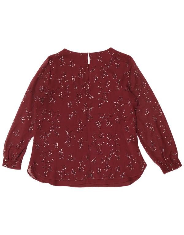 Laura Ashley Womens Blouse Top UK 16 Large Burgundy Floral Polyester