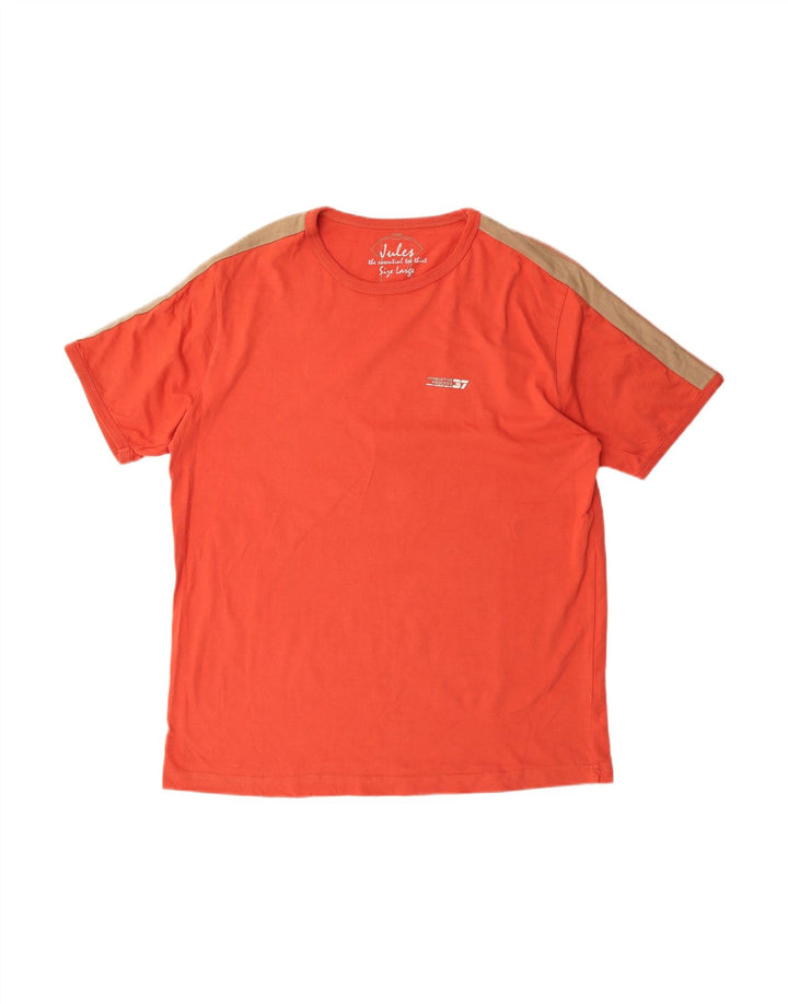 JULES Mens T-Shirt Top Large Orange Cotton
