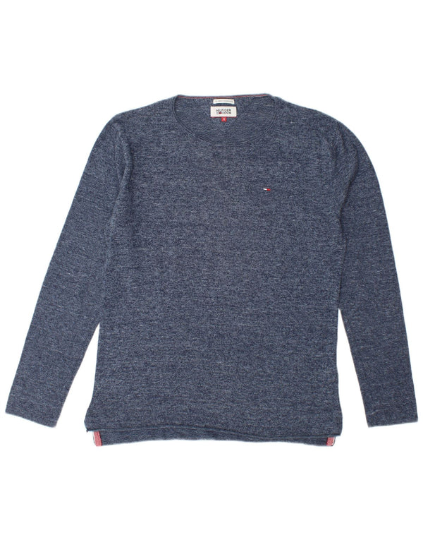 Tommy Hilfiger Mens Boat Neck Jumper Sweater Small Navy Blue Flecked